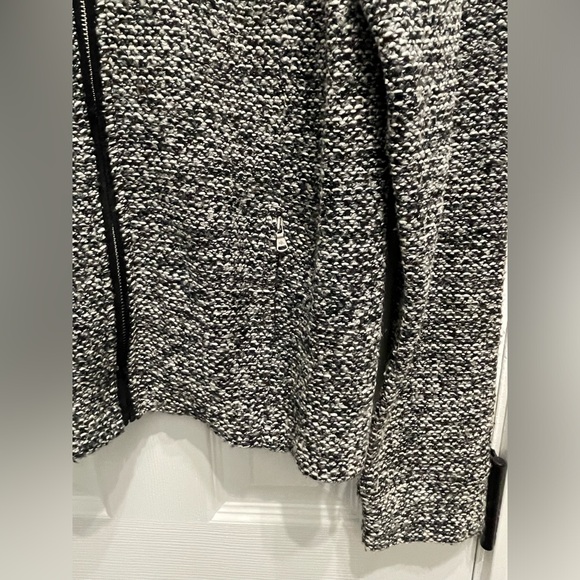 Lauren Ralph Lauren Full Zip Women’s Jacket Tweed Moto Zip Pocket Large Gray - Picture 3 of 16